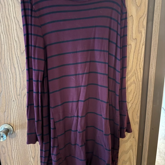 J. Jill Burgundy and Black Striped dress xl - Picture 1 of 4